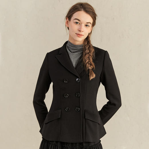 Famecoco范可儿黑色通勤职业西装女士高级气质修身西服F221AW015 商品图0