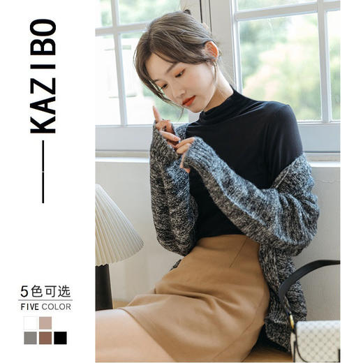 【卡姿泊面膜牛奶衣】2021年女秋冬半高领打底衣上衣韩版内搭t恤修身长袖 商品图2