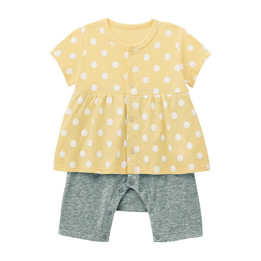 千趣会春夏季婴童附裙哈衣条纹波点纯棉女宝宝短袖连体衣爬服 商品图4