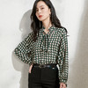 剩M 芳外拼色荷叶袖绑带领2025春季新款长袖知性女式衬衫 商品缩略图1