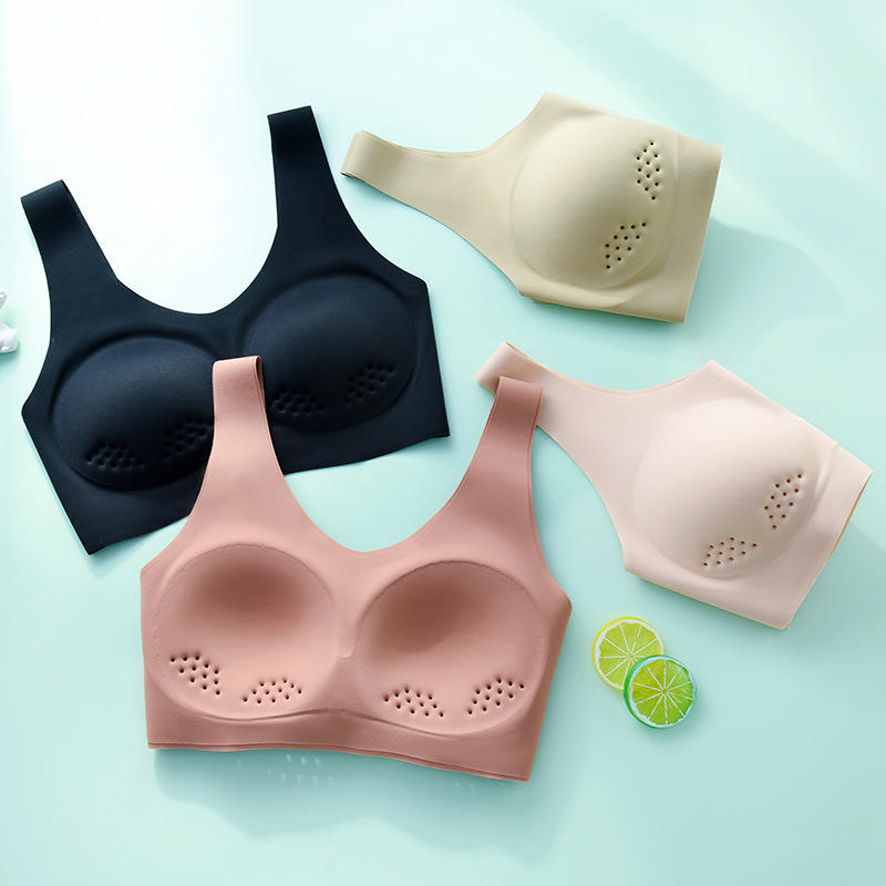 0呼吸内衣女一体式无痕乳胶空气内衣双面固定杯背心运动文胸【唐丝蝶