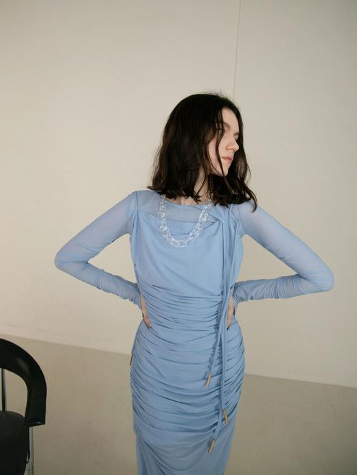 斜领多层褶皱修身上衣 商品图3