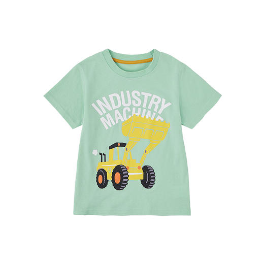 千趣会春夏季童装打底衫工程车图案纯棉男童女童宝宝短袖T恤 商品图4