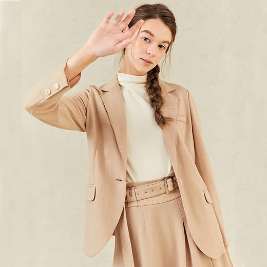 Famecoco范可儿卡其色气质西装女款时尚羊毛呢子西服F221AW014 商品图0
