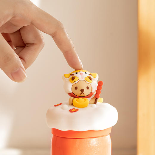 泰迪珍藏小熊招财虎年保温杯可爱便携老虎口袋杯子迷你女生高颜值 商品图3