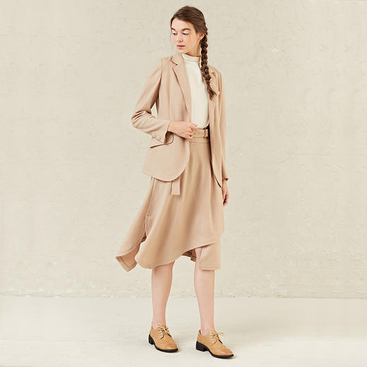 Famecoco范可儿卡其色气质西装女款时尚羊毛呢子西服F221AW014 商品图4
