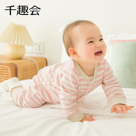 千趣会秋装婴儿连体衣纯棉圆领印花新生儿爬服包屁衣 商品图2