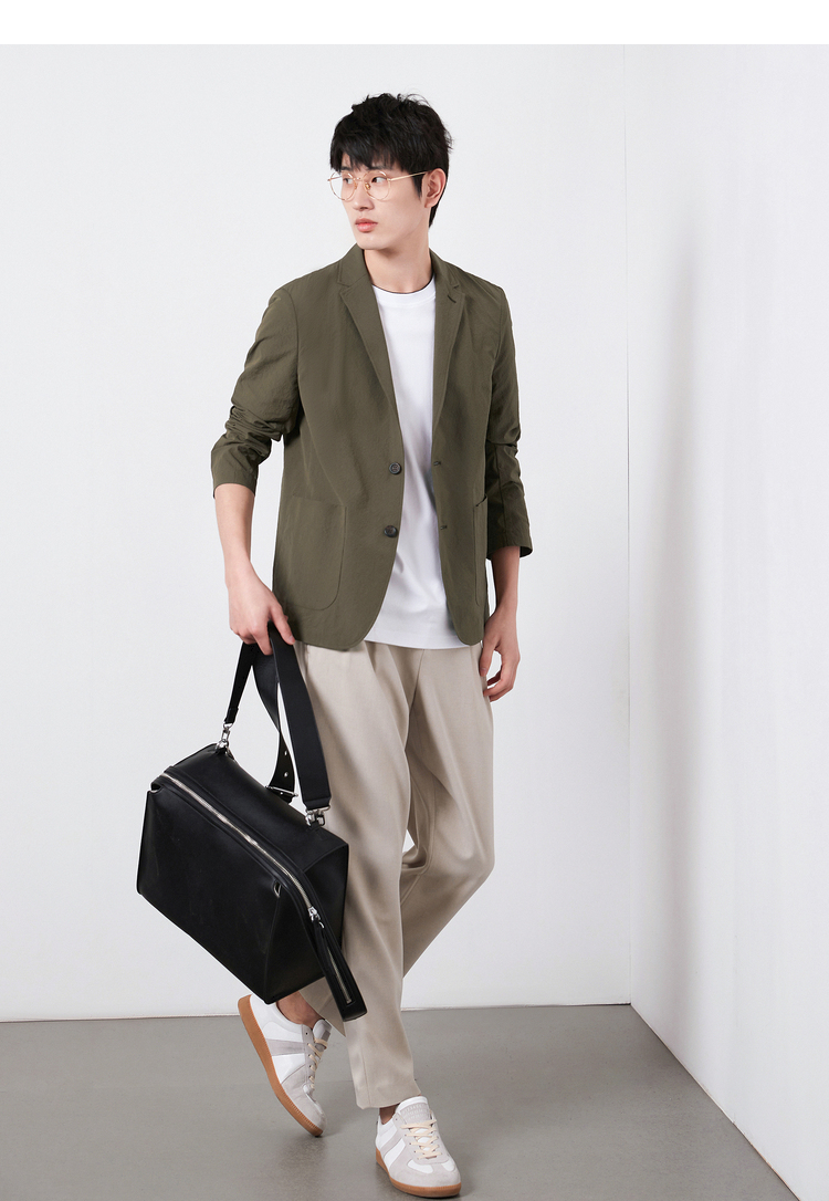 332812007棉先生泡泡纱宽松轻便休闲西服男春季轻商务西装外套