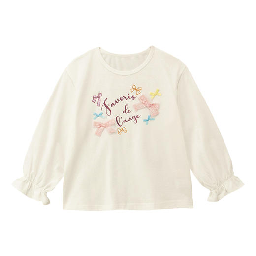 千趣会童装春夏女童立体设计印花公主风纯色柔软棉质长袖T恤 商品图4