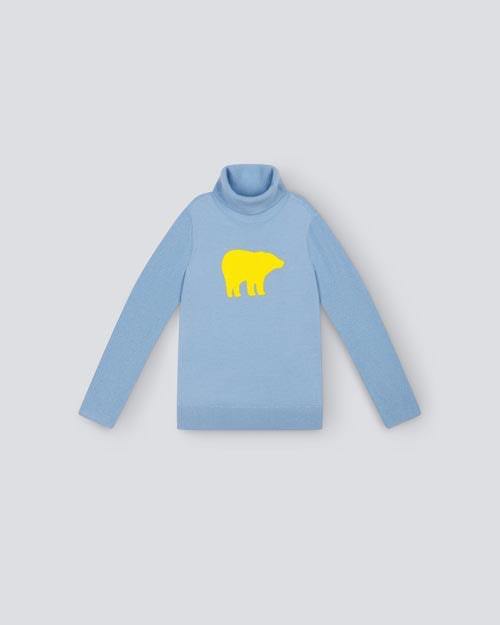 Perfect Moment - Bear Turtleneck Sweater Kids - Alaska Blue 童装 针织衫 浅蓝色 商品图0