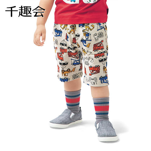 千趣会童装夏季中小童五分裤工程车全棉时尚透气男童短裤中裤 商品图3