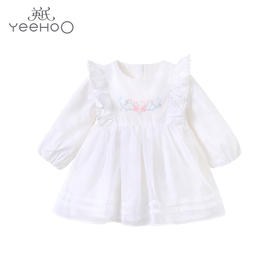 英氏-童衣类（春）F2英梭长袖连衣裙英氏白100CM