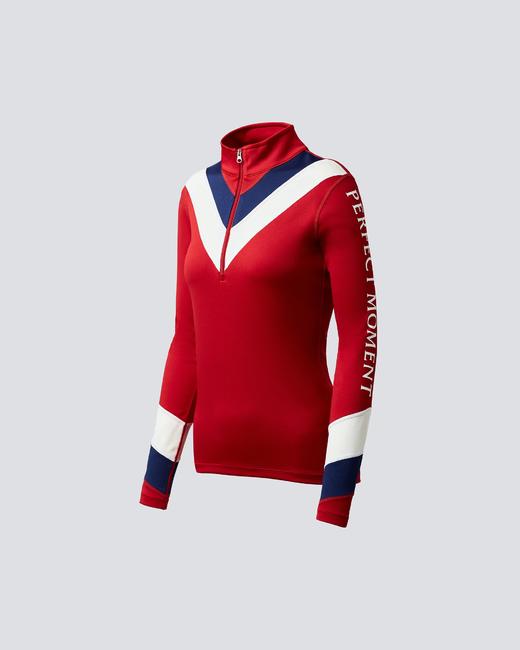 Perfect Moment - Chevron Thermal 1/2 Zip - Red 女装 保暖內衣 红色 商品图0
