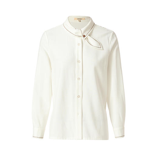 famecoco范可儿法式优雅女士衬衫春季别致尖领衬衣F221BH001 商品图6