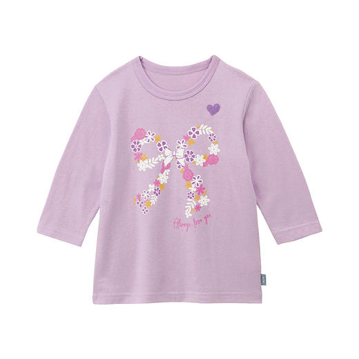 千趣会童装春夏女童可爱甜美卡通宽松条纹印花棉质七分袖T恤 商品图3