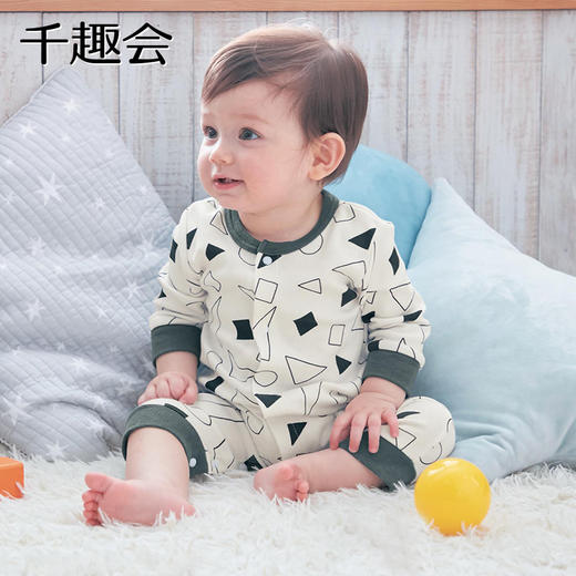 千趣会秋装婴儿连体衣纯棉圆领印花新生儿爬服包屁衣 商品图1