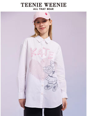 TeenieWeenie小熊长袖衬衫白色衬衣宽松韩版显瘦女装2022春夏新款TTYW221201T