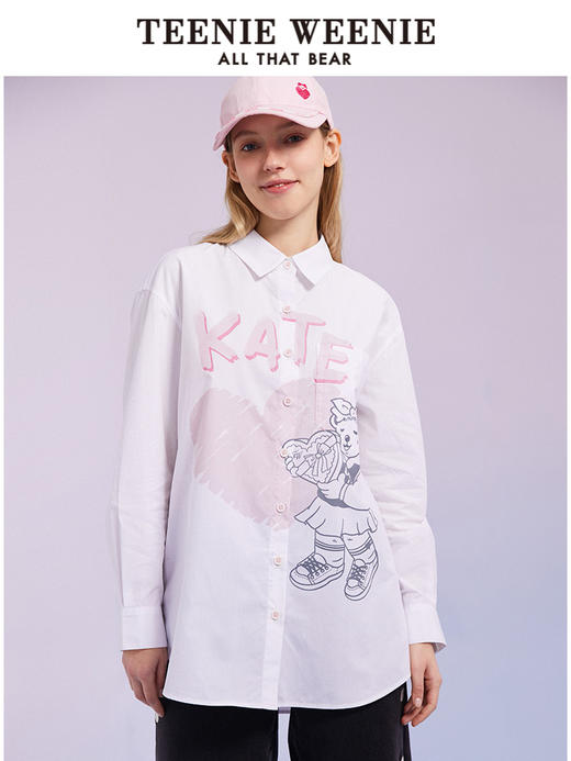 TeenieWeenie小熊长袖衬衫白色衬衣宽松韩版显瘦女装2022春夏新款TTYW221201T 商品图0