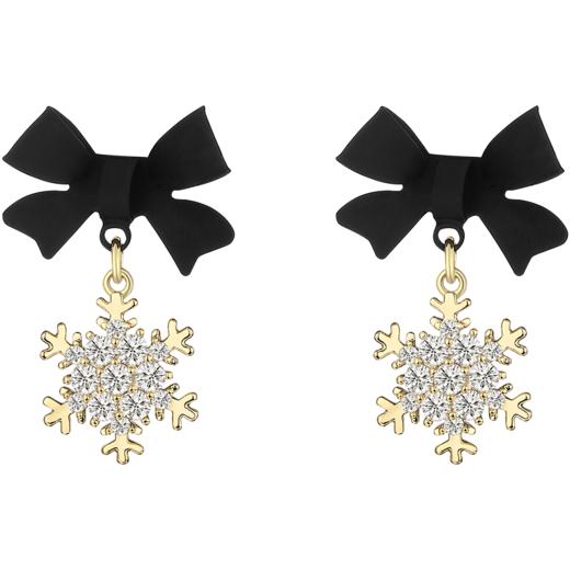 ZEGL蝴蝶结雪花耳环女小众设计感耳钉925银针秋冬红色新年耳饰品 商品图5