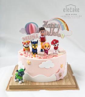 粉色款汪汪队主题蛋糕
