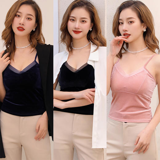 慕可樱三色法式丝绒吊带 商品图0