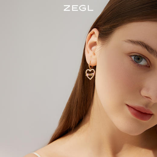 ZEGL蝴蝶结爱心耳环女小众设计感LVOE耳钉耳扣2022年新款潮耳饰品 商品图4
