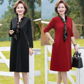 JXG-新款大码女装中年妈妈高贵优雅气质时尚减龄洋气连衣裙