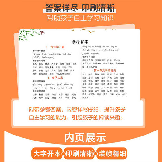 看拼音写词语生字注音 彩绘版 四年级下册 商品图2