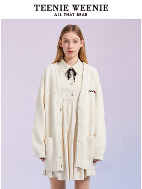 TeenieWeenie小熊V领针织衫开衫外套宽松韩版显瘦毛衣外穿女春夏TTCK221202T