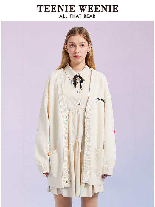 TeenieWeenie小熊V领针织衫开衫外套宽松韩版显瘦毛衣外穿女春夏TTCK221202T 商品图0