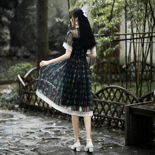 2022年新款夏装遮肚显瘦改良黑色年轻款新式奥黛旗袍裙 CJS60105 商品图6