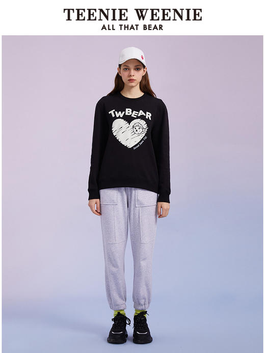 TeenieWeenie小熊圆领套头卫衣宽松韩版显瘦短款上衣女装春夏新款TTMA221202T 商品图3