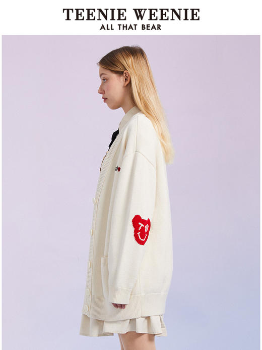 TeenieWeenie小熊V领针织衫开衫外套宽松韩版显瘦毛衣外穿女春夏TTCK221202T 商品图1
