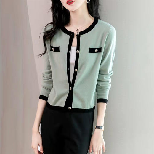 （两件装）2022春季新款上衣小香风毛衣薄款外搭时尚宽松圆领针织开衫 YX3357 商品图1