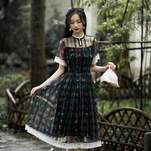 2022年新款夏装遮肚显瘦改良黑色年轻款新式奥黛旗袍裙 CJS60105 商品图1