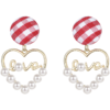 ZEGL红色爱心耳环女小众设计高级感人造珍珠耳钉925银针新年耳饰 商品缩略图2