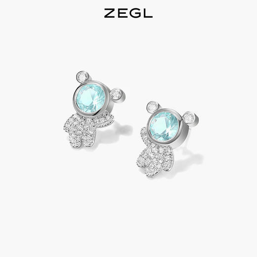 ZEGL设计师小熊耳钉女小众设计感高级耳环小巧精致925银针耳饰品 商品图1