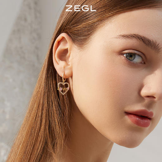 ZEGL蝴蝶结爱心耳环女小众设计感LVOE耳钉耳扣2022年新款潮耳饰品 商品图3