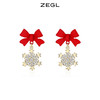 ZEGL蝴蝶结雪花耳环女小众设计感耳钉925银针秋冬红色新年耳饰品 商品缩略图2
