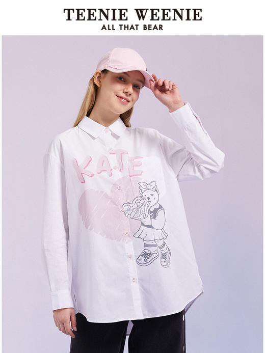 TeenieWeenie小熊长袖衬衫白色衬衣宽松韩版显瘦女装2022春夏新款TTYW221201T 商品图1