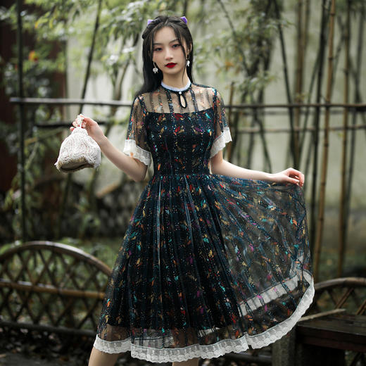 2022年新款夏装遮肚显瘦改良黑色年轻款新式奥黛旗袍裙 CJS60105 商品图3