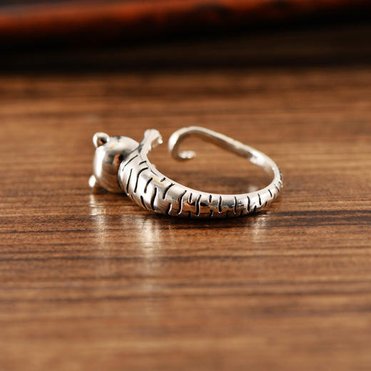 复古可爱本命年小老虎女戒指开口可调节生肖银指环 JYL065203 商品图3