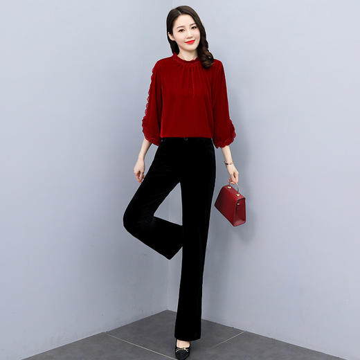 金丝绒时尚优雅潮流舒适套装2022年春季圆领个性气质 HR-HRYZ7721 商品图3