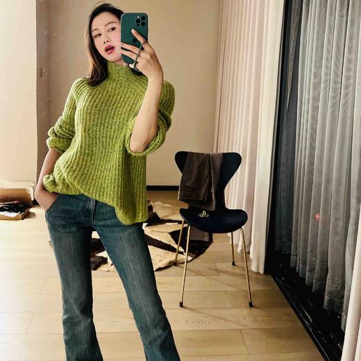 4686 100%羊绒 云端触感裸穿体感一级棒春意盎然清新绿颈袖添香 商品图3