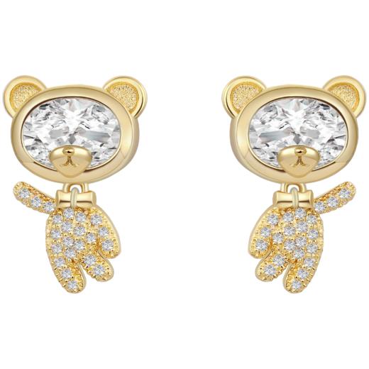 ZEGL设计师小熊耳环女2022年新款潮耳钉小众设计感复古银针耳饰品 商品图5