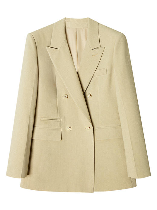 西嘉【日本Jin口天Ran麻感】高端小西装外套女双排扣宽松通勤气质西服 商品图4