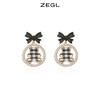 ZEGL蝴蝶结小熊耳环女小众设计感棋盘格耳钉银针复古赫本风耳饰品 商品缩略图0