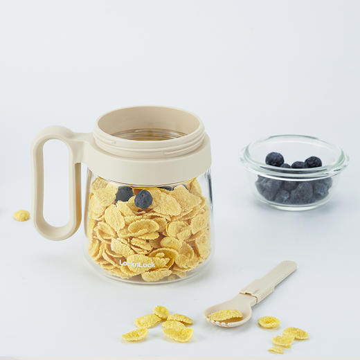 乐扣乐扣早餐杯玻璃马克杯带把手带盖杯子女生高颜值牛奶水果家用  LLG966 商品图4