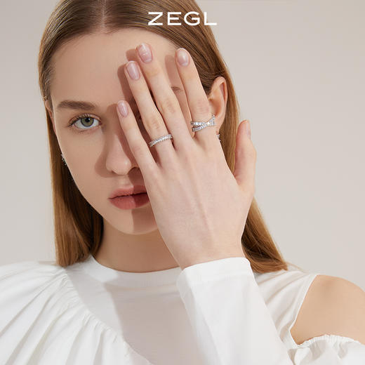 ZEGL交叉戒指小众设计时尚个性指环ins冷淡风开口可调节食指戒子 商品图3