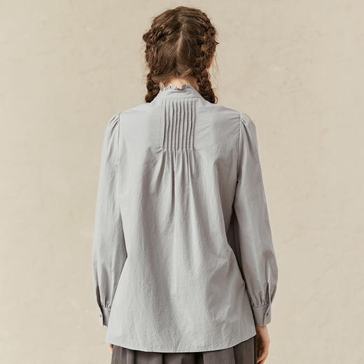 Famecoco范可儿泡泡袖纯棉衬衫女春季宽松甜美上衣F221BD009 商品图3